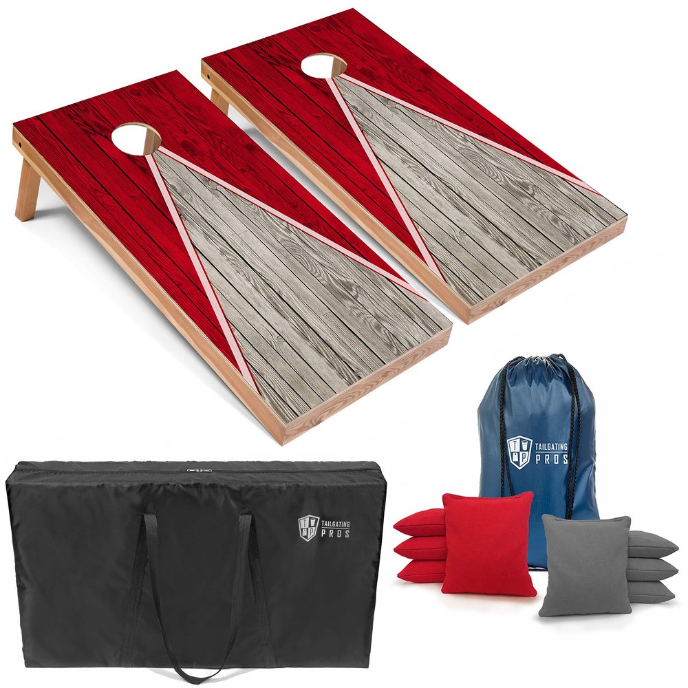 Tailgating Pros Lightweight Pyramid Design Cornhole Board Set w/Bean Bags and Carrying Case - 4'x2' Regulation Cornhole Game
