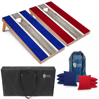 Tailgating Pros Lightweight Striped Cornhole Board Set- Includes 4'x2' Regulation Boards, Bean Bags, and Carrying Cases