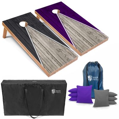 Tailgating Pros Lightweight Pyramid Design Cornhole Board Set w/Bean Bags and Carrying Case - 4'x2' Regulation Cornhole Game