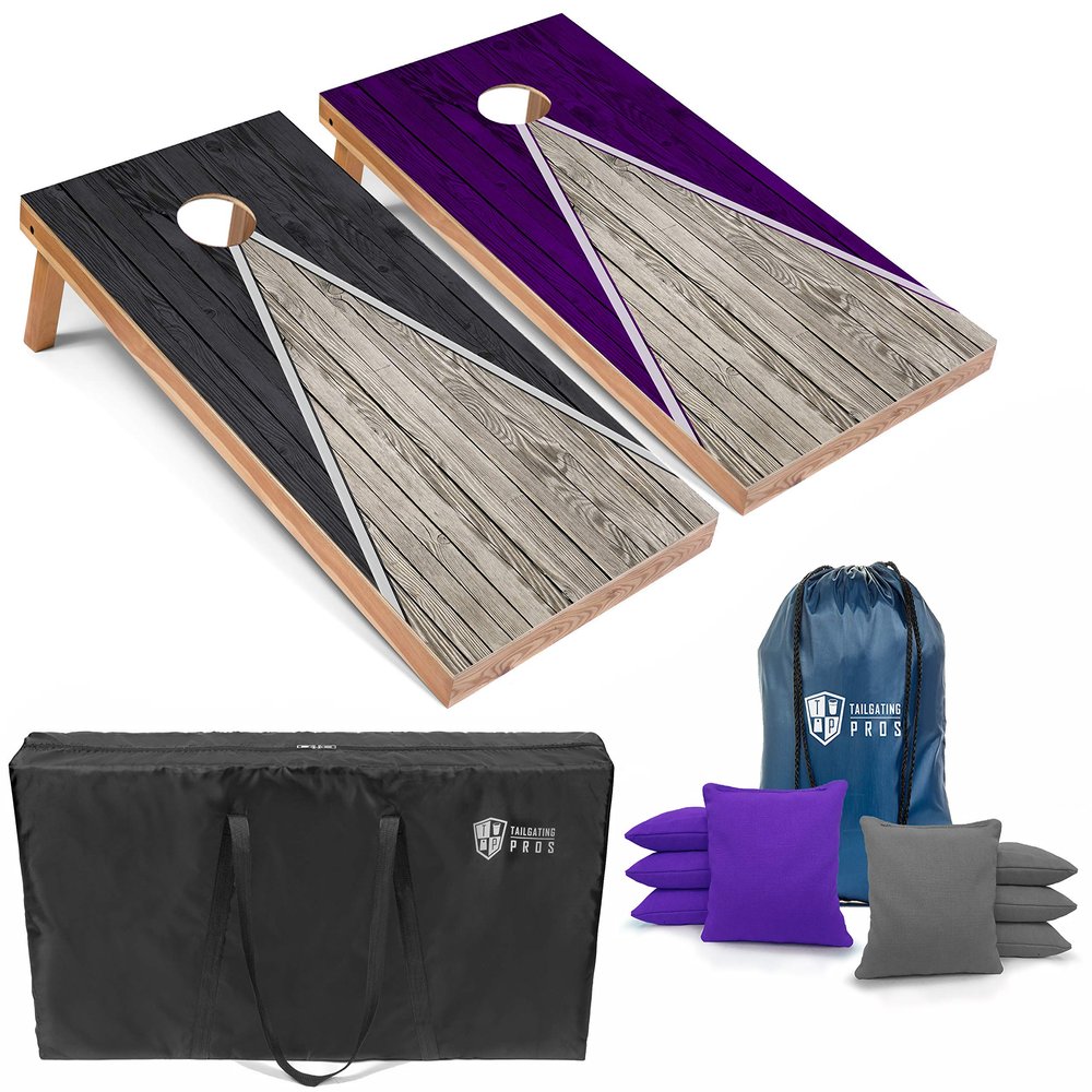 Tailgating Pros Lightweight Pyramid Design Cornhole Board Set w/Bean Bags and Carrying Case - 4'x2' Regulation Cornhole Game