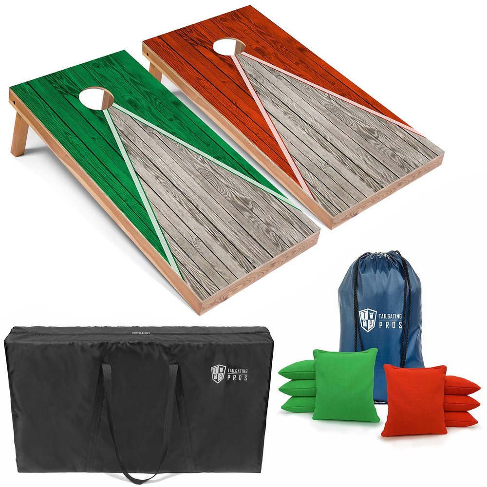Tailgating Pros Lightweight Pyramid Design Cornhole Board Set w/Bean Bags and Carrying Case - 4'x2' Regulation Cornhole Game