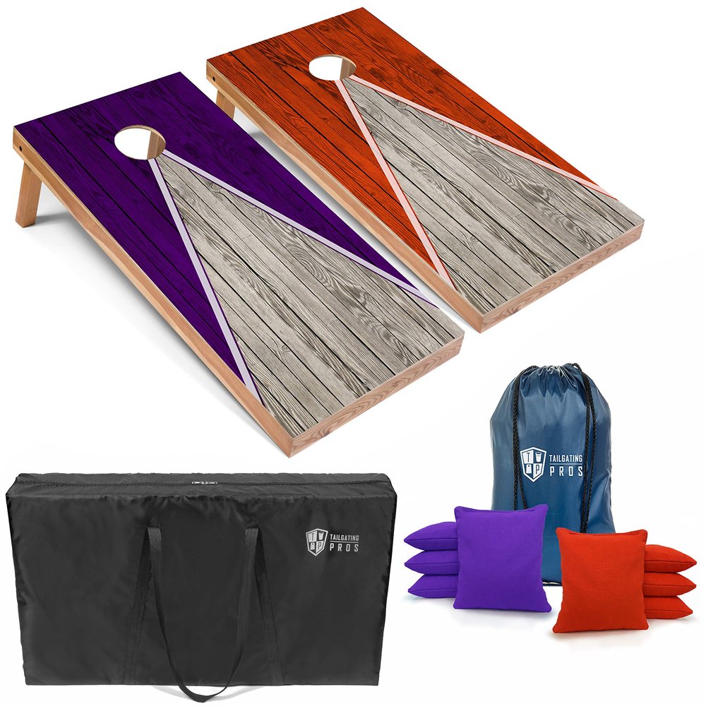 Tailgating Pros Lightweight Pyramid Design Cornhole Board Set w/Bean Bags and Carrying Case - 4'x2' Regulation Cornhole Game