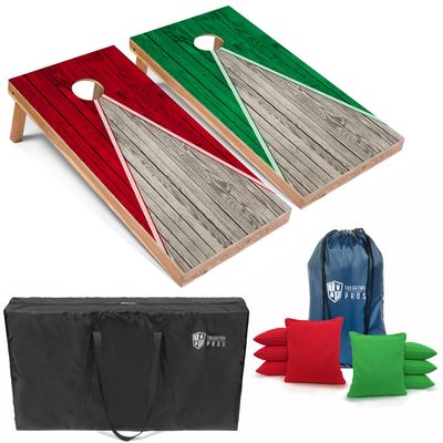Tailgating Pros Lightweight Pyramid Design Cornhole Board Set w/Bean Bags and Carrying Case - 4'x2' Regulation Cornhole Game