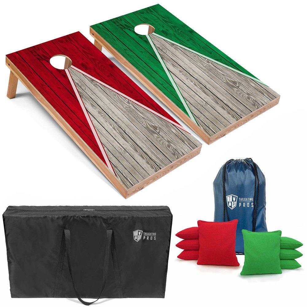 Tailgating Pros Lightweight Pyramid Design Cornhole Board Set w/Bean Bags and Carrying Case - 4'x2' Regulation Cornhole Game