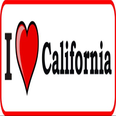 1x I Love California Vinyl Waterproof Sticker - 5cm / 2inches