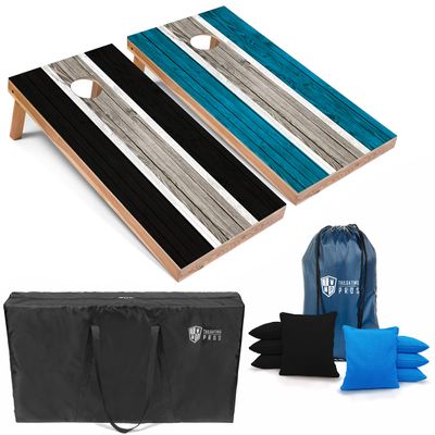 Tailgating Pros Lightweight Striped Cornhole Board Set- Includes 4'x2' Regulation Boards, Bean Bags, and Carrying Cases