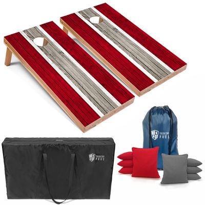 Tailgating Pros Lightweight Striped Cornhole Board Set- Includes 4'x2' Regulation Boards, Bean Bags, and Carrying Cases