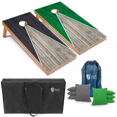 Tailgating Pros Lightweight Pyramid Design Cornhole Board Set w/Bean Bags and Carrying Case - 4'x2' Regulation Cornhole Game
