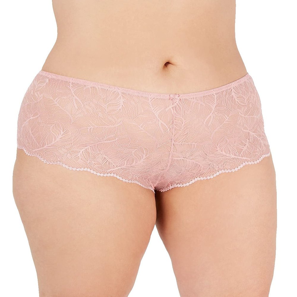 INC International Concepts Women's Plus Lace Boyshort Panty (1X, Fresh Carnation)