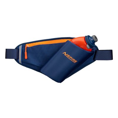 Nspire Hydration Waist Pack Bottle with 18oz Flask and Storage Area Running, Hiking, Walking, Camping, Cycling, True Navy/Tigerlily