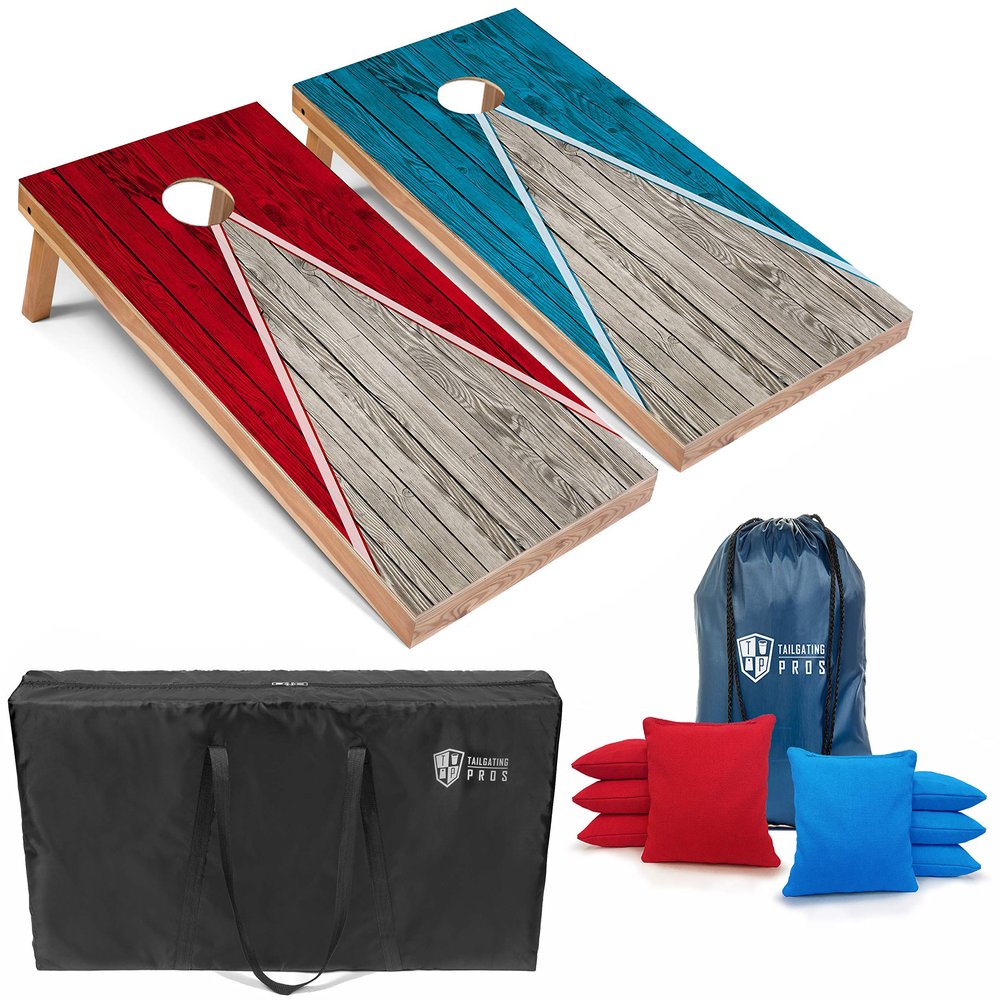 Tailgating Pros Lightweight Pyramid Design Cornhole Board Set w/Bean Bags and Carrying Case - 4'x2' Regulation Cornhole Game