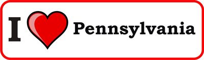 1x I Love Pennsylvania Vinyl Waterproof Sticker - 5cm / 2inches