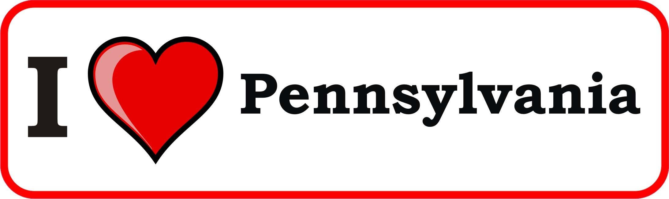 1x I Love Pennsylvania Vinyl Waterproof Sticker - 5cm / 2inches