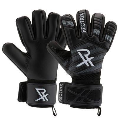 Rectrix 1.0 Goalkeeper Gloves (with Free Zip Case) - Negative Cut - Youth & Adult Sizes - Pro-Level Grip for Football Soccer Goalkeeping (9, Black)