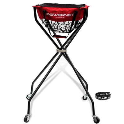PowerNet Baseball, Softball & Tennis Ball Caddy, 36" Portable Cart with Wheels Holds up to 100 Tennis Balls, Baseball Holder (Wheeled Caddy)
