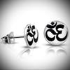 Stainless Steel Ohm Om Aum Symbol Earrings For Women Statement Chunky Crystal Fashion Jewelry Stud Post view 1