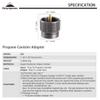 CAMPINGMOON Small Propane to Butane Adapter, Input: 16oz/1Lb small Propane Canister, Output: EN417 Lindal Valve Z22 (Silver) view 3