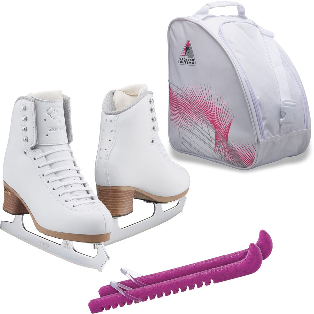 Jackson Ultima Figure Ice Skates ELLE FS2131 / Narrow/Kids 1.5 Bundle with Bag and Guardog Skate Guards