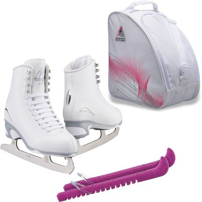 Jackson Ultima Figure Ice Skates Finesse JS450 / Medium to Wide/Adult 9 Bundle with Bag and Guardog Skate Guards