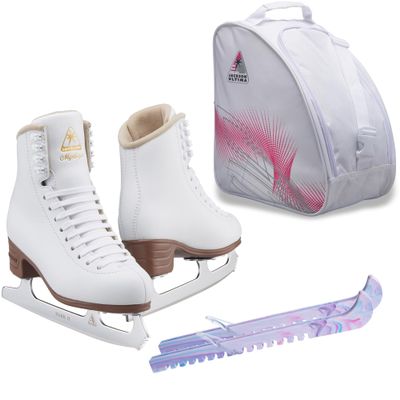 Jackson Ultima Figure Ice Skates Mystique JS1491 / Medium to Wide/Kids 3 Bundle with Bag and Guardog Skate Guards