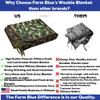 Farm Blue One of a Kind Digital Jungle Camo Army Blanket - Woobie Blanket Poncho Liner - Perfect Gear for Picnic, Hiking, or Car  Unique Custom Camo, Military Camping Blanket view 2