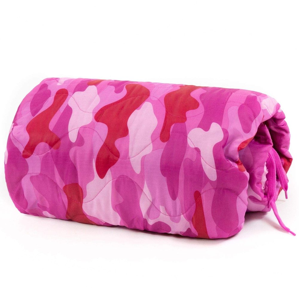 Farm Blue Pink Camo Military Camping Blanket - Woobie Blanket Poncho Liner - for Hiking Gear, Backpacking and Car Survival Blankets - Unique New Pretty N Pink Custom Pattern Avail at