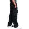 Mens Heavyweight Fleece Cargo Sweatpants Fashion Sport Baggy Pants Jogger with Pockets Black view 1