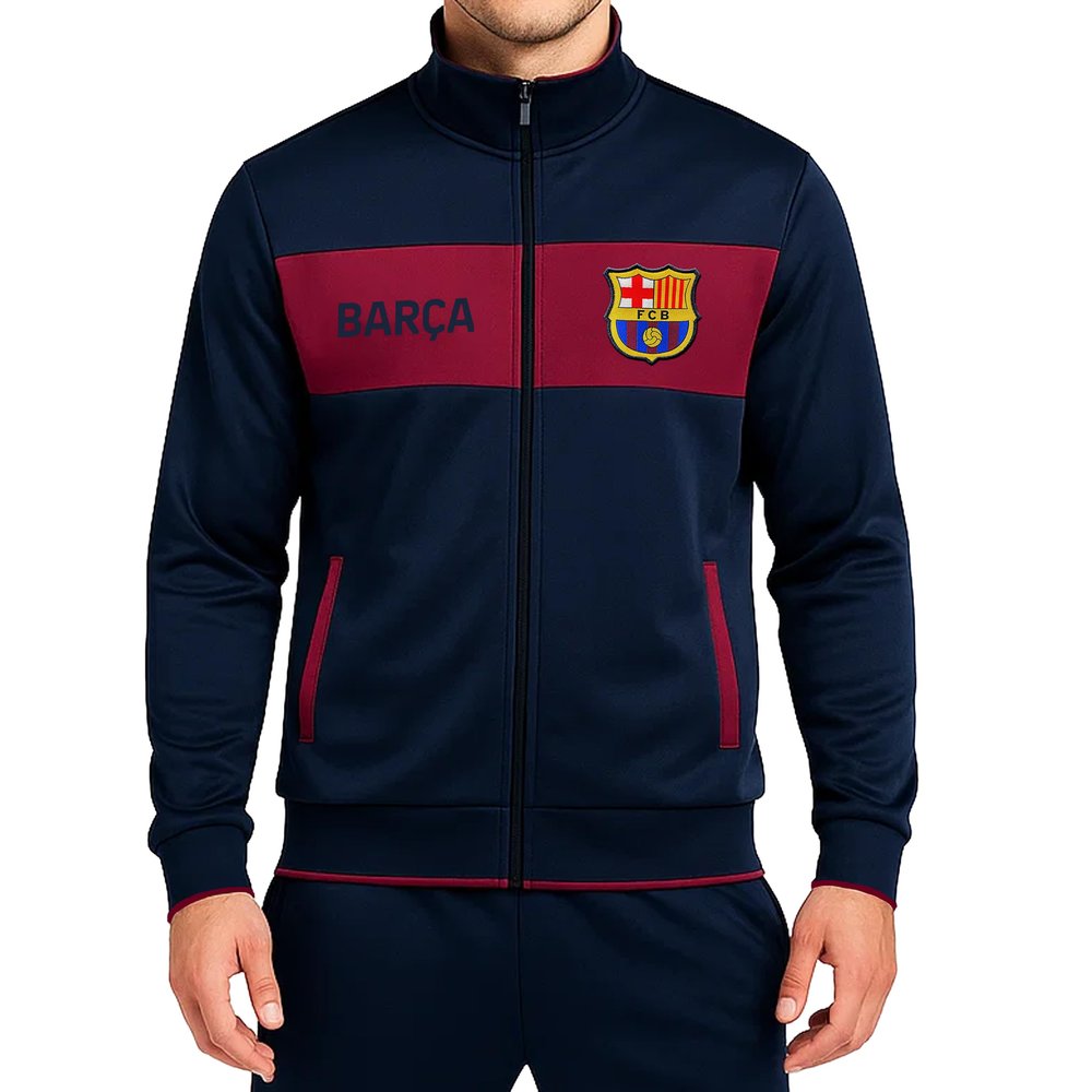 Icon Sports Officially Licensed FC Barcelona Soccer Track Jacket - Unisex Adult - FCB52TJ Navy S