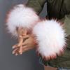 vannawong Women Faux Fur Sleeve Cuffs Cold Weather Arm Warmer Winter Wrist Band Fluffy Soft Elastic Soft Coat Costume Accessory White Orange view 2