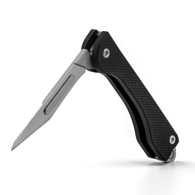 TISUR Keychain Folding Knife, Carbon Steel Scalpel Blades, Real Carbon Fiber Handle, Fishing, Camping, Hunting Knife for Outdoor, everyday carry for men(Black)