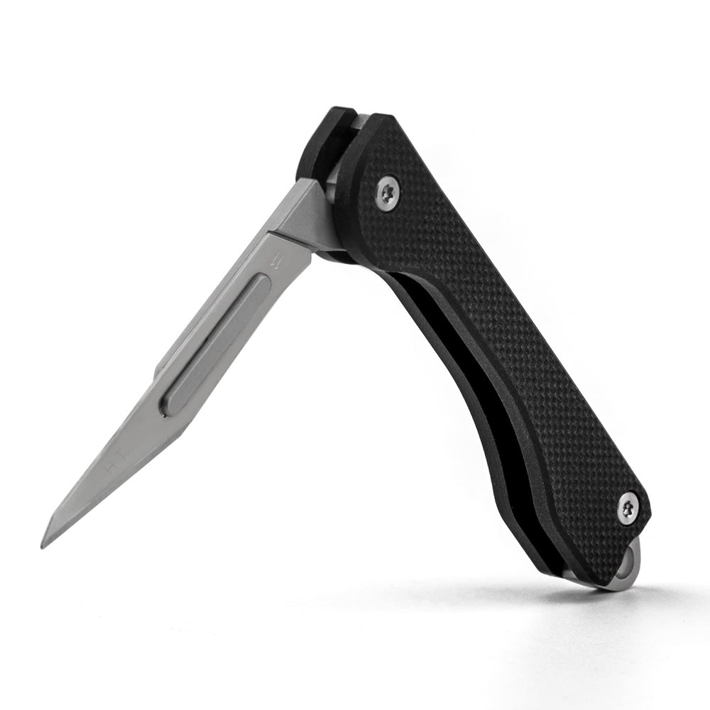 TISUR Keychain Folding Knife, Carbon Steel Scalpel Blades, Real Carbon Fiber Handle, Fishing, Camping, Hunting Knife for Outdoor, everyday carry for men(Black)