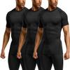 TSLA Men's UPF 50+ Quick Dry Short Sleeve Compression Shirts, Athletic Workout Shirt, Water Sports Rash Guard, 3packs Black, X-Large view 1