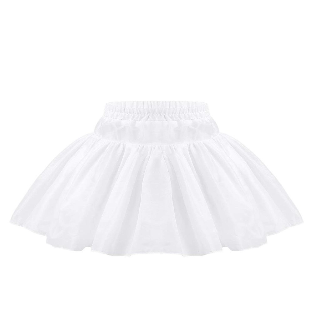 Hularka Kids Girls 3 Layers Tulle Short Petticoat Flower Girl Crinoline Underskirt Slips White 4