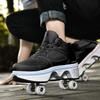 MLyzhe Deformation Roller Shoes Male and Female Skating Shoes Adult Children's Automatic Walking Shoes Invisible Pulley Shoes Skates with Double-Row Deform Wheel view 3