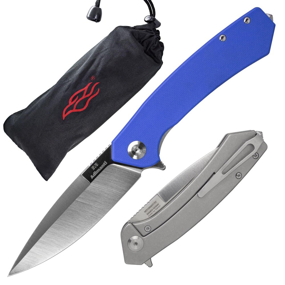 Firebird GANZO Adimanti Skimen Pocket Folding Knife G10 Anti-Slip Handle with Clip and Glass Breaker D2 Steel Blade Hunting Fishing Camping Outdoor Folder EDC Pocket Knife (Blue)
