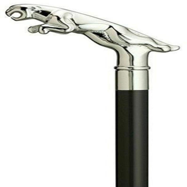Medieval Vintage Handmade Walking Cane Stick with Jaguar Handle