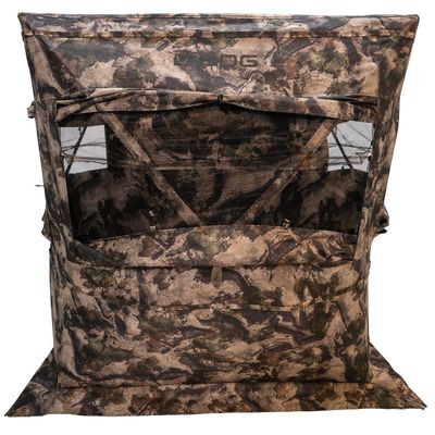 BOG Prevail Sitting Height Ground Blind Mossy Oak with StealthZip Silent Zippers, StealthTrac Silent Windows, Water Resistant 600D Fabric, and Hub Construction for Hunting, Shooting, and Outdoor