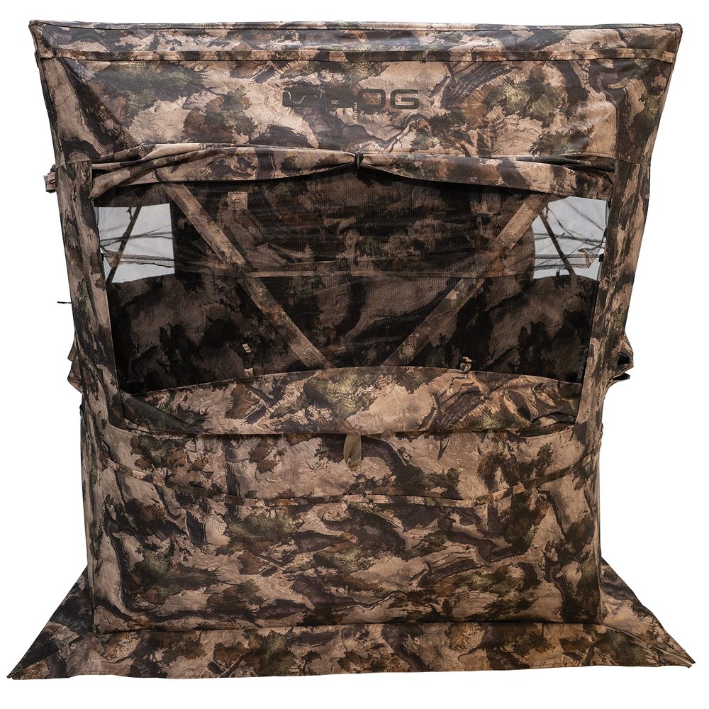 BOG Prevail Sitting Height Ground Blind Mossy Oak with StealthZip Silent Zippers, StealthTrac Silent Windows, Water Resistant 600D Fabric, and Hub Construction for Hunting, Shooting, and Outdoor