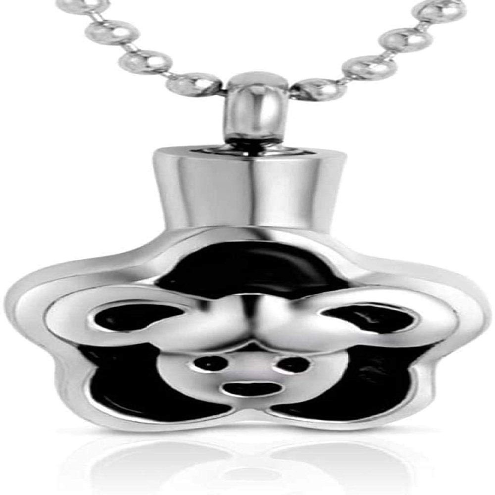 OIJH Perro Urnas Colgante Collar Animal Cremacin Hombre Mujer Collar Colgante Cenizas Adornos Flor Cremacin Barra de Plata/Colgante Negro Cadena con Cuentas Collar de Ceniza Jewelry-GE