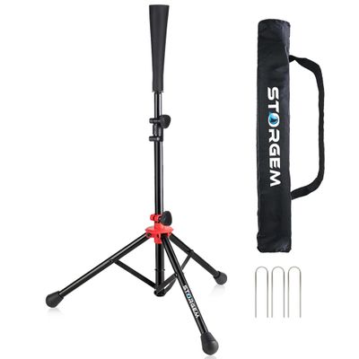 Storgem Batting Baseball tee Softball, Easy to Adjustable Height,Portable Tripod Stand Base Tee for Hitting Training Practice,with Carrying Bag (Black Red)