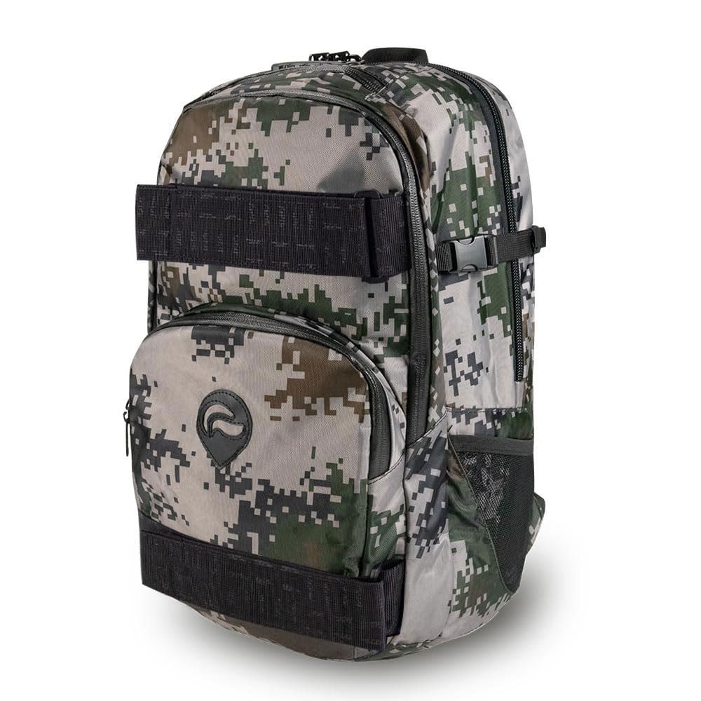 Skunk Nomad Skaters Backpack - Smell Proof - Weather Resistant - With Combination Lock (Green Pixel Camo)