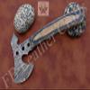 FB LEATHER CRAFTS Tactical Combat Custom Made Damascus Steel Hunting Axe/Throwing Hatchets Smart Axe FBA-0025 / Camping & Hiking/Compact Axe/heartwarming Gift (Cognac & Black Wood) view 2