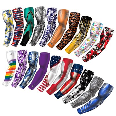 B-Driven Premium Pro-Fit Sports Compression Arm Sleeve (Mystery Pack of 20) Graphic Designs Baseball Arm Sleeves For Men Women - Youth & Adult Sizes for Football Basketball