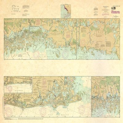 Paradise Cay Publications, Inc. Antiqued NOAA Chart 11430: Lostmans River to Wiggins Pass