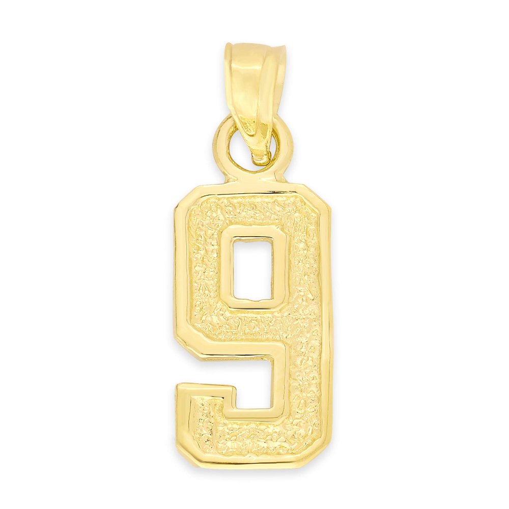 10k Real Solid Gold Athletic Number Pendant for Chain or Necklace, Sports Jewelry Gift for Loved One (9)