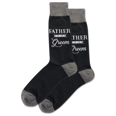 Hot Sox Mens Fun Wedding Groom Crew - 1 Pair Pack Cool & Funny Husband Gifts Sock, Father Of The Groom (Black), 6-12 US