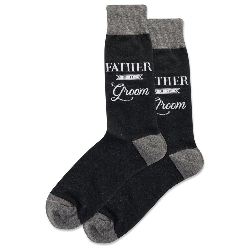 Hot Sox Mens Fun Wedding Groom Crew - 1 Pair Pack Cool & Funny Husband Gifts Sock, Father Of The Groom (Black), 6-12 US