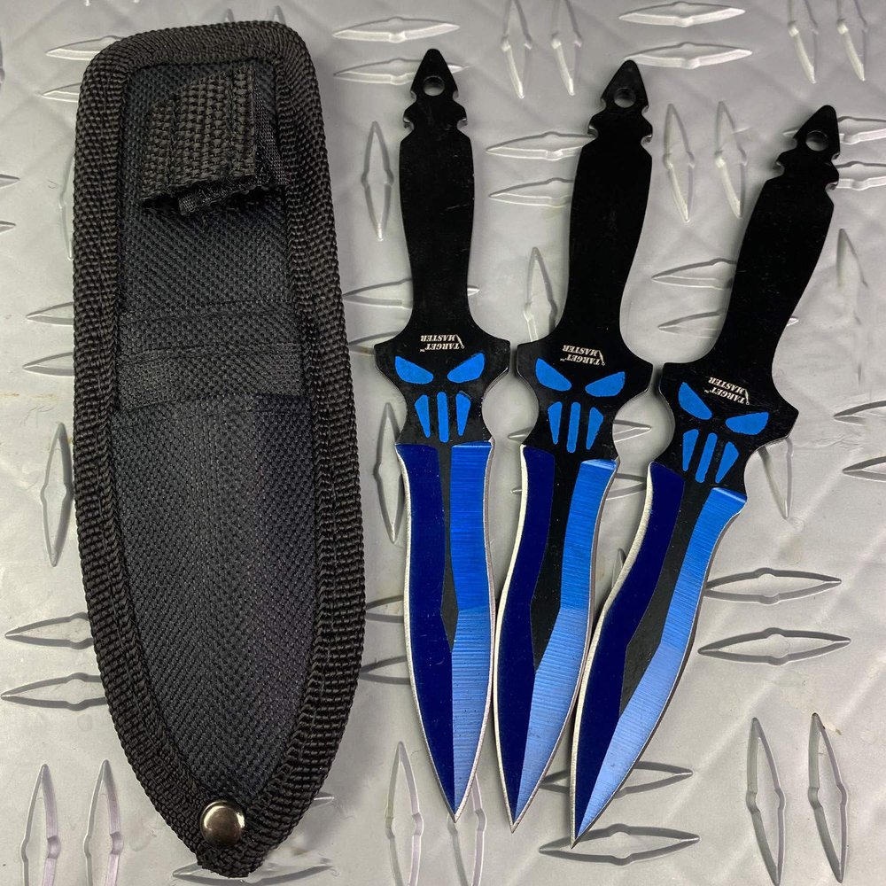 MasterTarget Target Master 8" 3PCS Skull Style Fixed Blade Set. 440 Stainless Steel Blade, Gifts