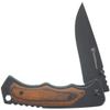 Smith & Wesson 8.5in S.S. Folding Knife with 3.7in Drop Point Blade and S.S. and Real Wood Insert Handle for Outdoor, Tactical, Survival and EDC view 2