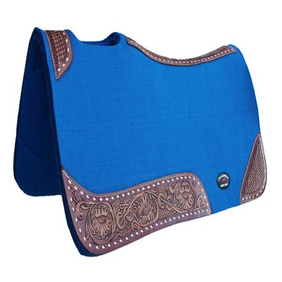 CHALLENGER Horse Saddle PAD Western Contoured Wool Felt Moisture Wicking Blue 39209RB